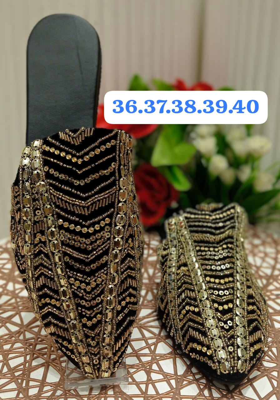 Designer Embroidered Flat Mules Summer Catalog
